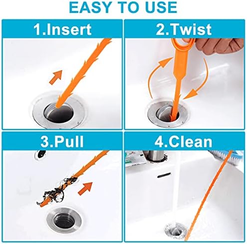 AUSSUA 25-Inch Hair Drain Clog Remover Tool Set 6-Piece for Kitchen Bathroom Drain Cleaning