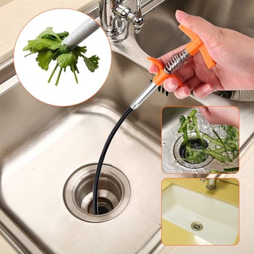 Launary Upgrade Drain Snake for Kitchen Bathroom Clog Removal