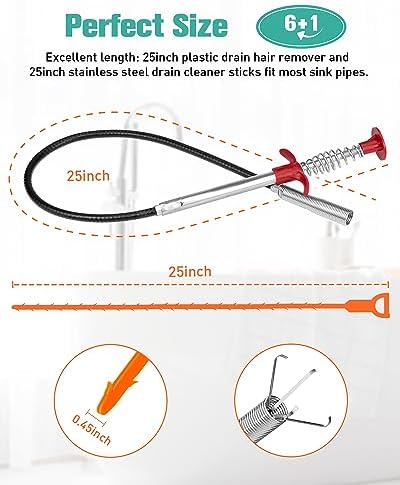 7-Piece Drain Clog Remover Kit - Professional Sink Shower Clearflow Experience