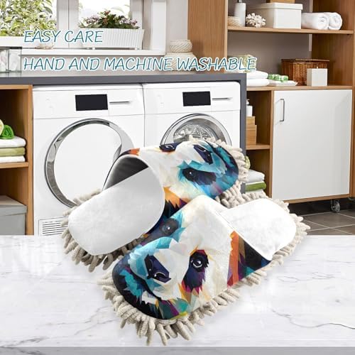 RunningBear White Colorful Funny Panda Big Cat Mop Slippers Mop Floor