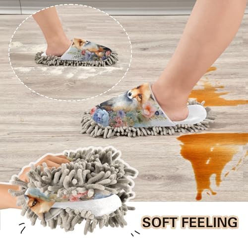 White Watercolor Mop Slippers