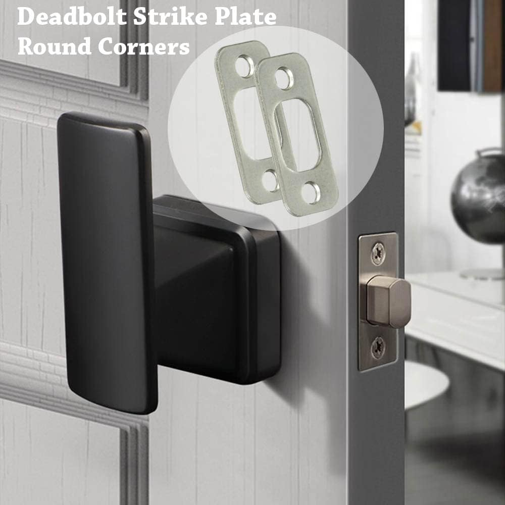 FELHOOD Deadbolt Strike Plate 1 x 2 14 Round Corner Satin Brushed Nickel - Easy Installation