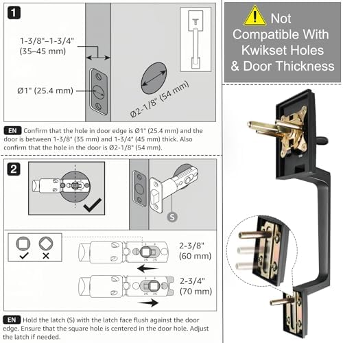 Voxmude Matte Black Front Door Handle Set with Deadbolt and Lever
