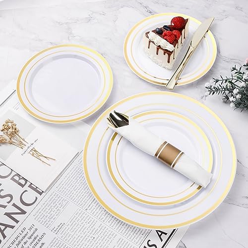 Elegant 50-Piece Gold Plastic Dinnerware Set