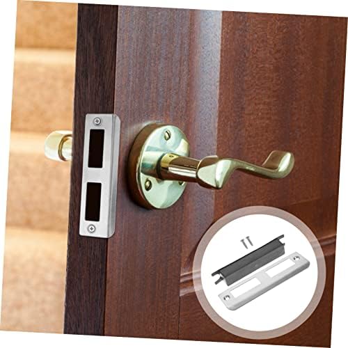 4 Set Stainless Steel Door Strike Plate Kit with Easy InstallFillable Deadbolt Plate for Home Commercial Use