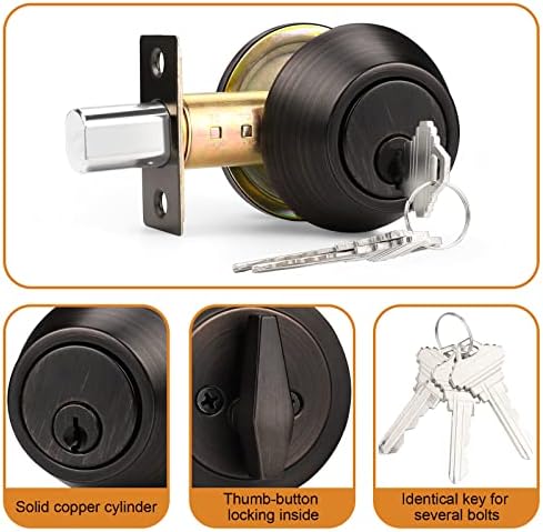 Probrico 2-Pack Keyed Alike Single Cylinder Deadbolts Oil Rubbed Bronze