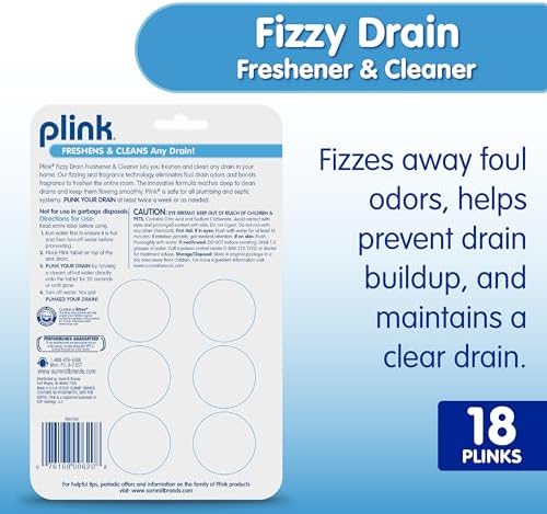 Plink Fizzy Drain Freshener Cleaner 18 Tablets 3 Packs Lemon Scent