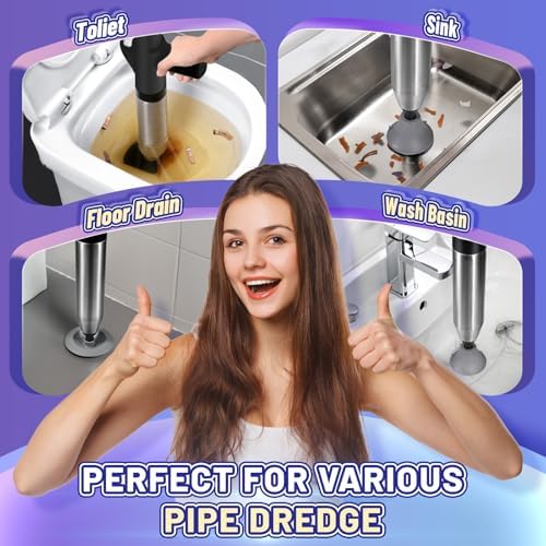 High-Pressure Toilet Plunger with Barometer for Clogged Drains