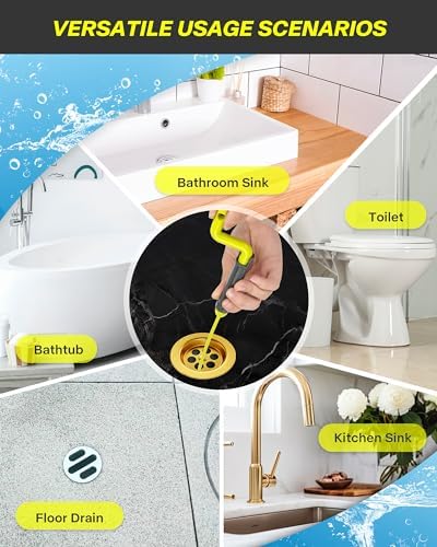 35inch Drain Clog Remover with Rotating Handle and 7 Refills
