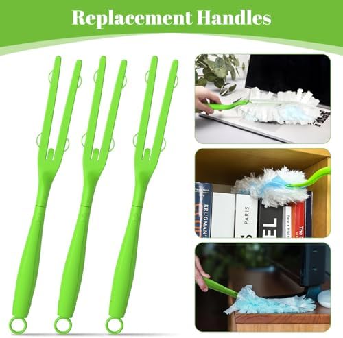 Extendable Duster Handle Set - 10pc Green Handles Compatible with Swiffer