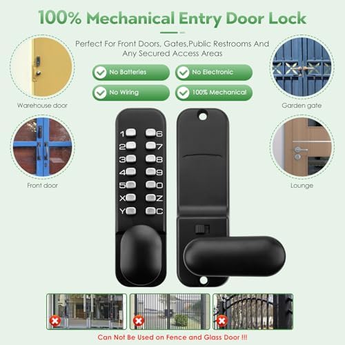 Mechanical Keyless Entry Door Lock with Keypad Front Door Lock for Warehouse with 10 Years Warranty