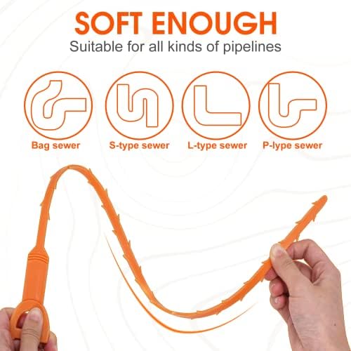 Huryfox Drain Clog Remover - 6-Pack 20-Inch Drains Pipes - No-Hassle Hair Catcher _affordable_drain_cleaner