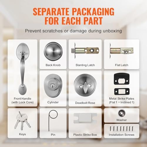 Adjustable Front Door Lock Set with SATIN Nickel Finish for EasyInstallation