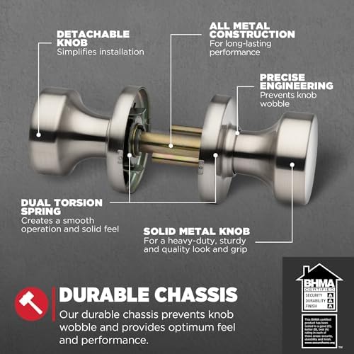 Kwikset Pismo Door Knob with Microban Easy Installation