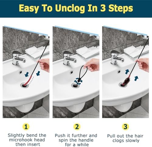 DrainSoon 30-Inch Metal Drain Snake Hair Clog Remover Anti-Break Tool with nylon Coating Safe for Pipes 5-Pack