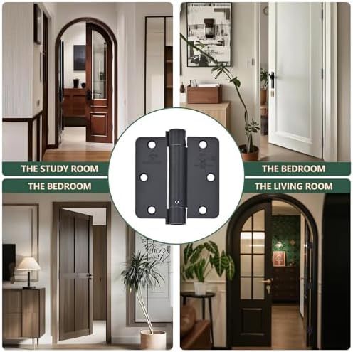 Matte Black Hinges for Doors - Self-Closing Set of 3