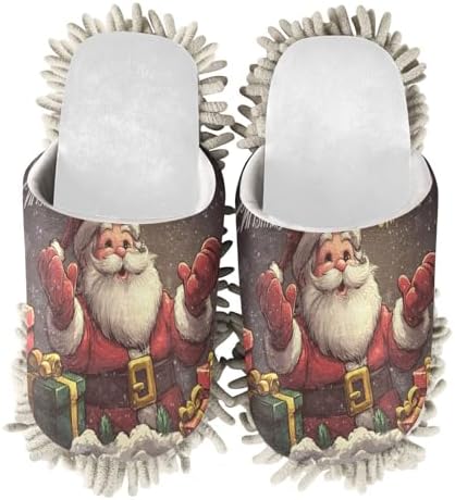 White Merry Christmas Santa Mop Slippers