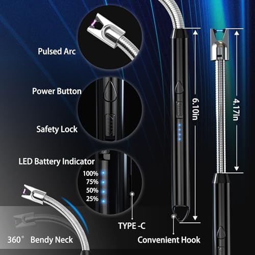 KTEBOPlasma Arc Electric Lighter - Rechargeable USB Long Reach - Windproof oubustiguous Design