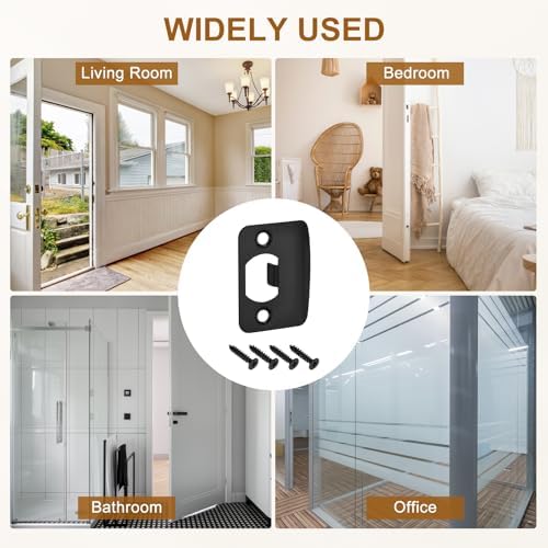 4-Piece Stainless Steel Door Strike Plates Black