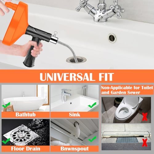 DRP-Drain Snake 33ft Drain Snake Auger for Kitchen Bathroom Clogs