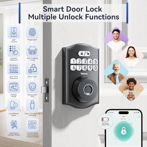 Yeolet Smart Deadbolt with Fingerprint and App Control