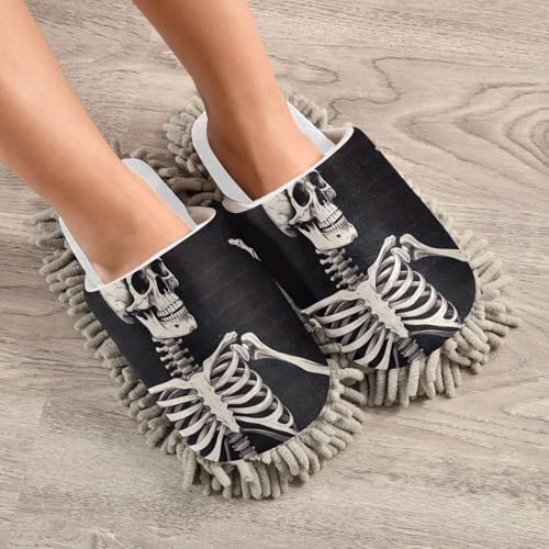 Wellness Style White Hi Skeleton Black Replacement Mop Slippers for Home Office