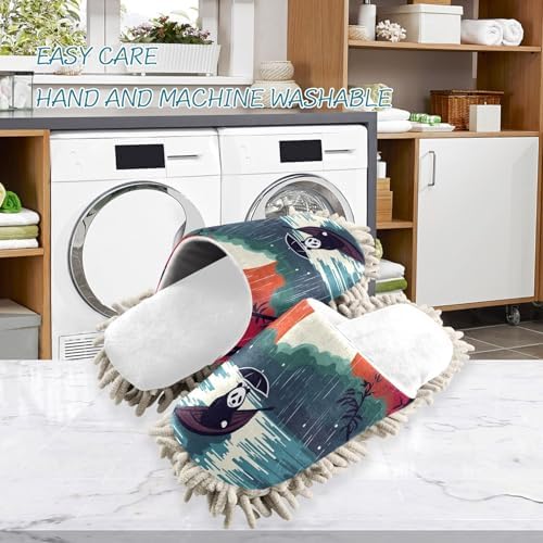White Panda Raining cartoon mop slippers