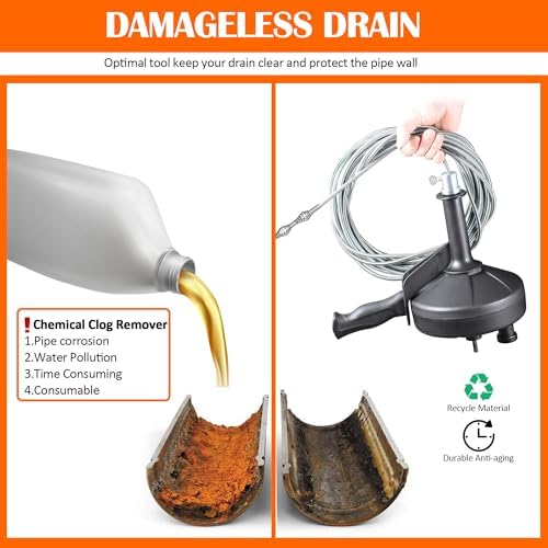 Cauzyart Drain Snake with Drill Attachment