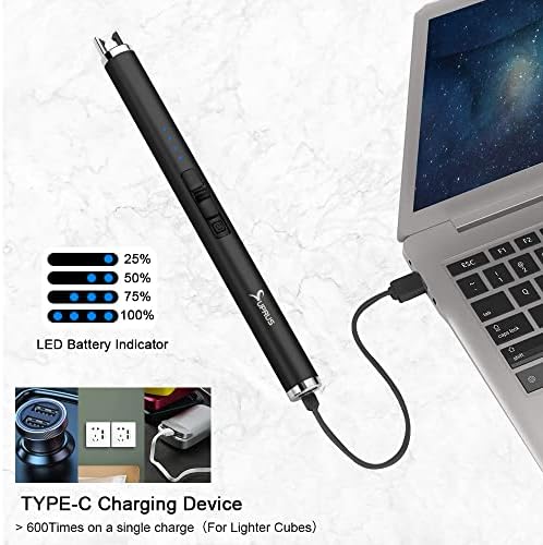 SUPRUS USB Type C Rechargeable Flameless Lighter with LED Battery Display