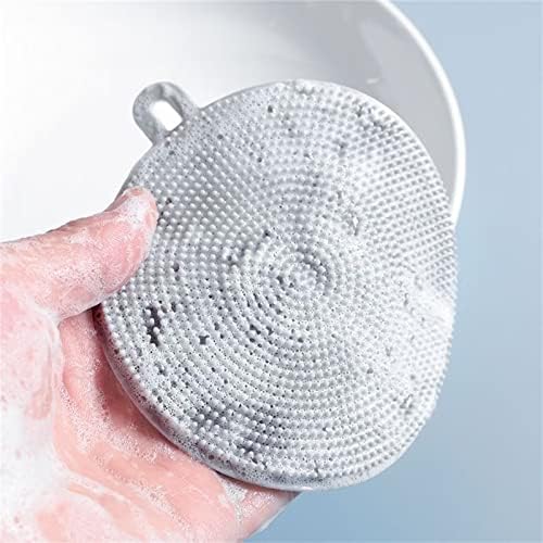 4PCS Silicone Dish Scruber Set Multipurpose Kitchen Tool with Reusable Silicone Sponges GrayWhite