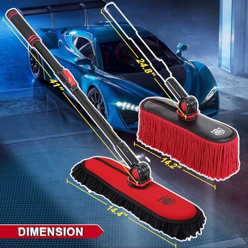 RIDE KINGS 2-in-1 Car Wash Brush Duster with Storage Bag