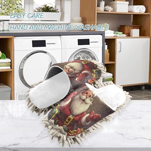 White Merry Christmas Santa Mop Slippers