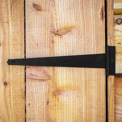 T-Strap Door Hinges 2Pcs 12 Wrought Tee Shed Gate Hinges Black