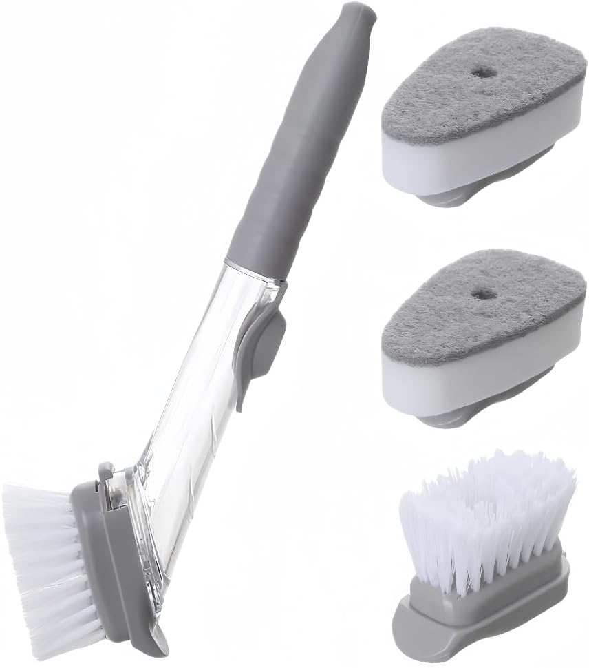 Xicennego Dish Wand Set No-Scratch Cleaning Brush with Soap Dispenser and Replacement Heads