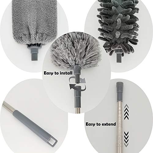 Microfiber Duster Set with Extension Pole Cleaning Heads