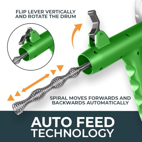 Drain Snake 40 Auto-Feeding 25FT Effortless Drain Unblocking Eco-Friendly