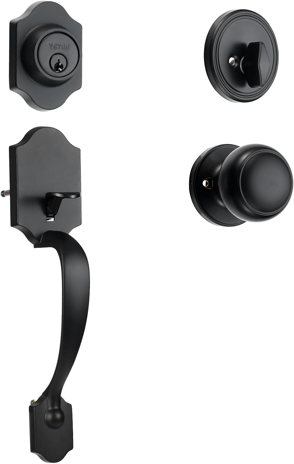 VEVOR Front Door Handle Set SATIN Nickel reversible adjustable hole spacing for Both LeftRight doors with Deadbolt