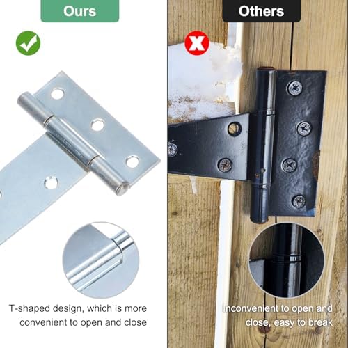 Iron T-Strap Shed Door Hinges 6-Pack White