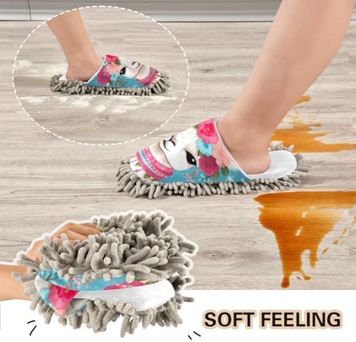 White Alpaca-Soft Mop Slippers for Easy Floor Cleaning