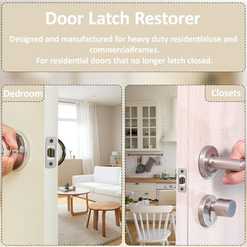 Tucnoeu 4-Pack Stainless Steel Door Strike Plate with Screws Heavy-Duty Door Lock Replacement