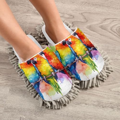 RunningBear White Chenille Mop Slippers