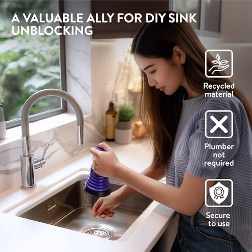 Mi Kubla Small Sink Plunger - Strong Fast unclogger