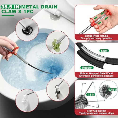 EastLink Drain Snake Set 18-Piece Effortless Cleaning