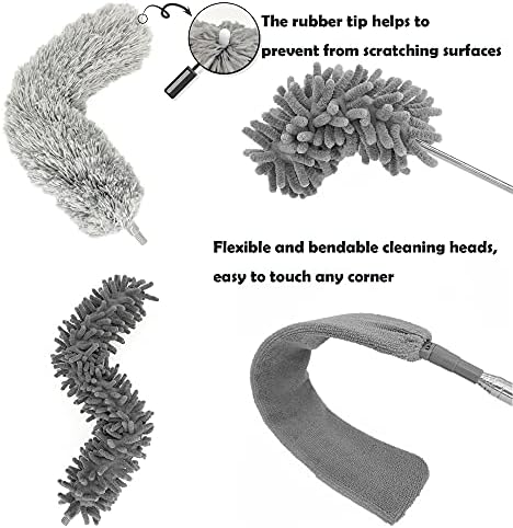 Microfiber Duster Set with Extension Pole Cleaning Heads