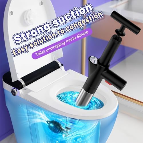 High-Pressure Toilet Plunger with Barometer for Clogged Drains