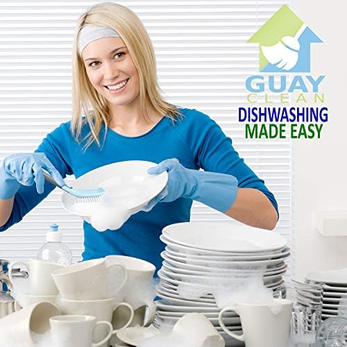 Guay Clean Kitchen Dish Brush Set - 4pc Includes Bottle Rectangular Round Corner Brushes and Bonus Scrub Sponge