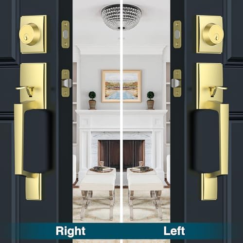 Premium Front Door Lock Set with Gold Knob and Modern Design