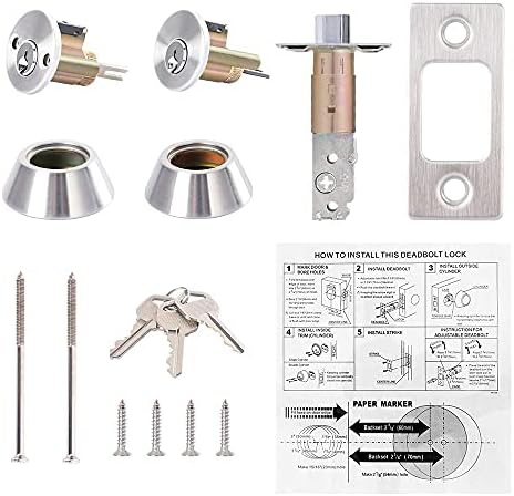 Double Keyed Deadbolt Lock - SATIN STEEL