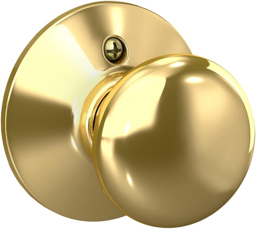 Precut Door knob Non-Turning Dummy Door Handle - Plymouth Style Bright Brass Schlage F170 PLY 605