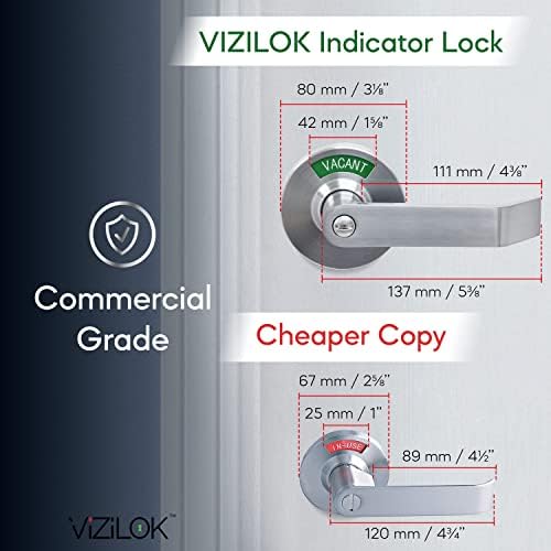 VIZILOK Commercial Door Lock with Vacant Indicator Satin Chrome ANSI Grade2